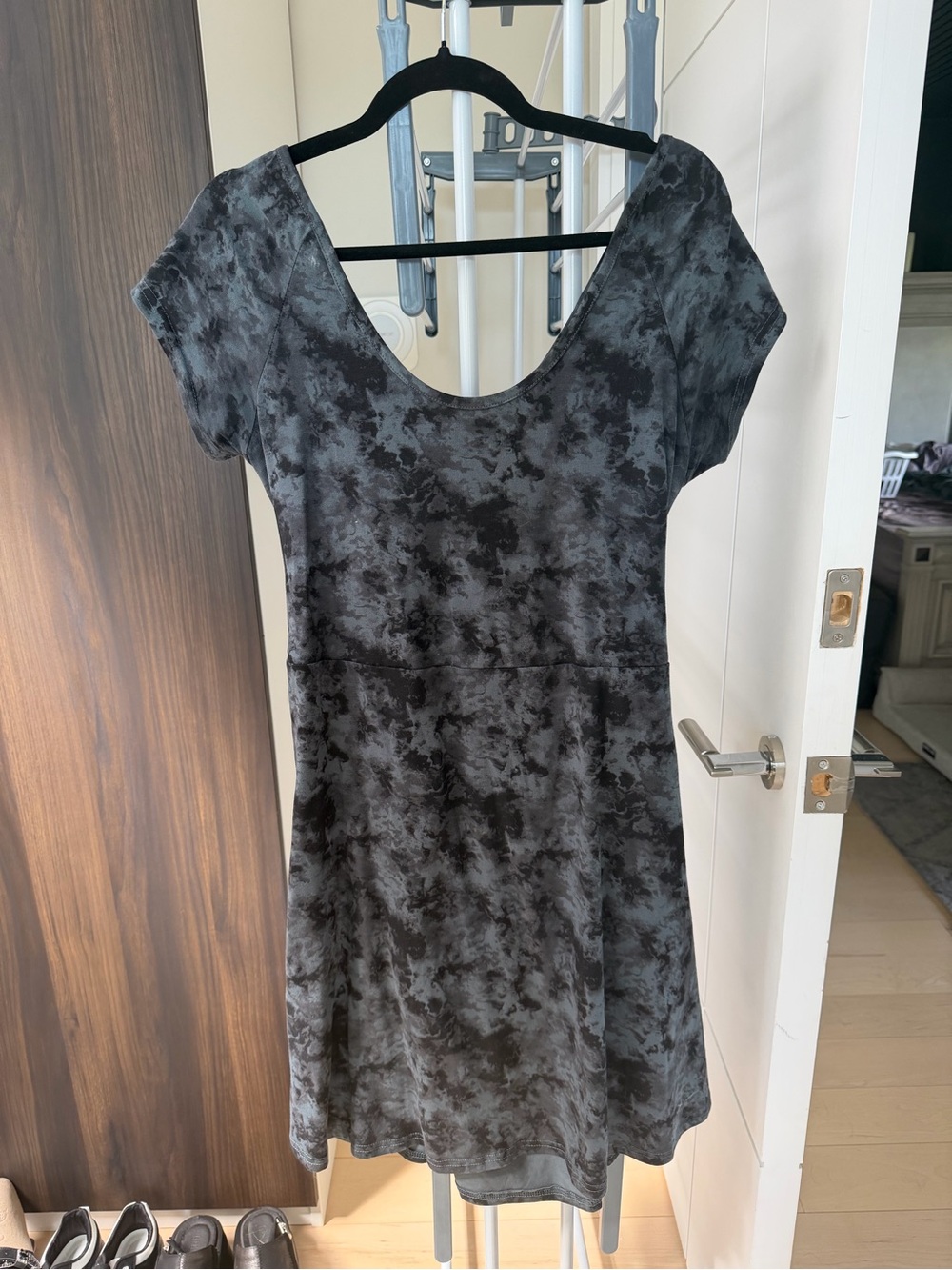 Pact Gray Tie-Dye Scoop Neck Mini Dress